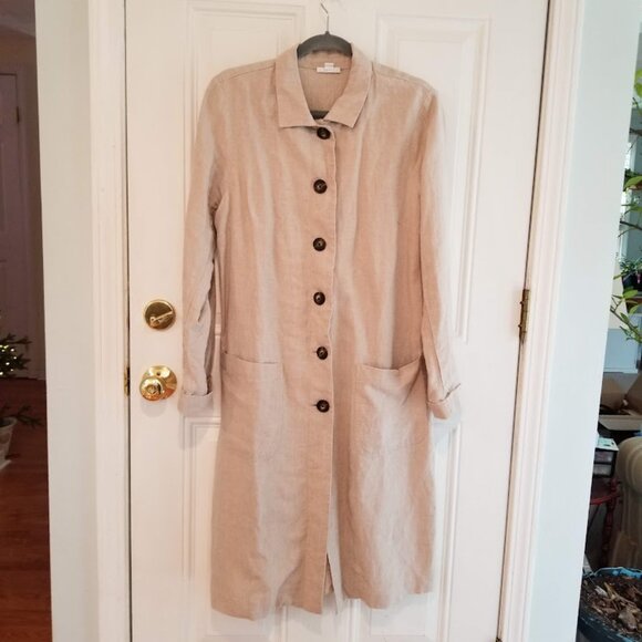 J Jill Love Linen Khaki Tan Duster Jacket, 100% Linen, Medium - Picture 2 of 10